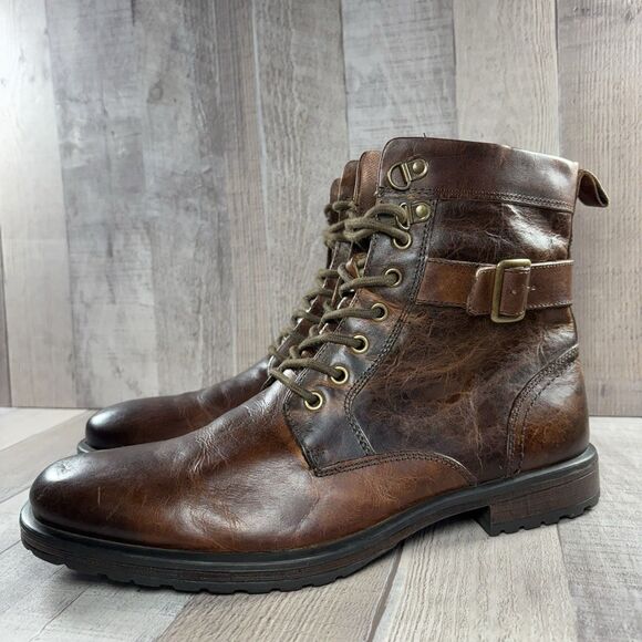 Aston Grey Rockcastle 2 Men's Size 10 Genuine Leather Ankle Boots Zip Lace Brown - Picture 1 of 16